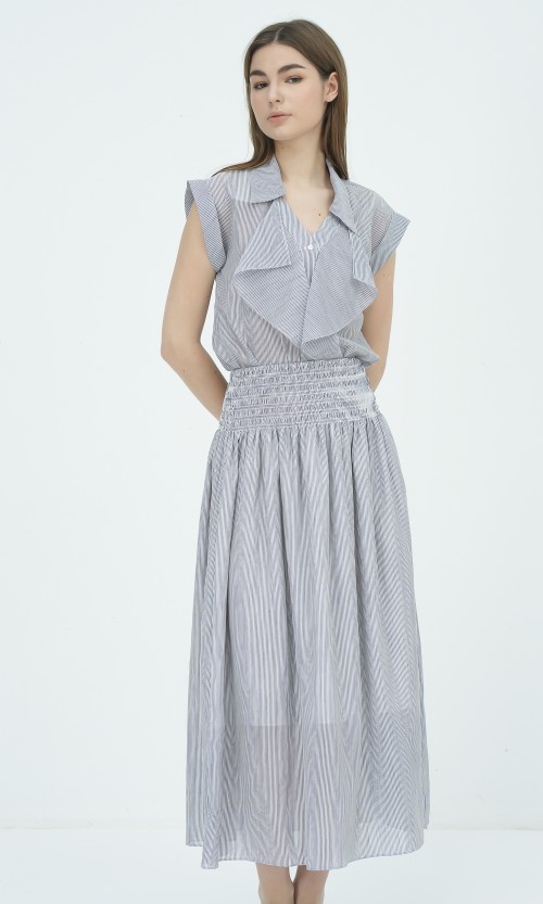 SIXDO G-Blue Stripe Raw Blouse